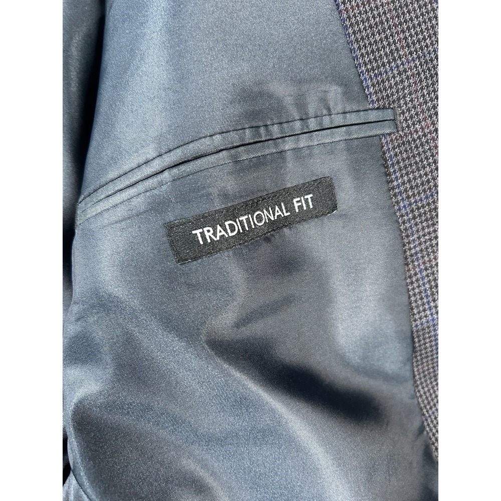 Men's Check Sport Coat Jos. A. Bank Traditional Fit Gray Wool Jacket46L - Picture 7 of 10